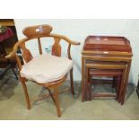 A 20th century nest of four Oriental hardwood tables, 48 x 38cm maximum, a nest of three hardwood