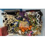A quantity of costume jewellery and jewellery boxes.