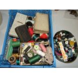 Various haberdashery, sewing equipment and miscellaneous items.