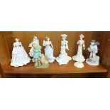 Two Royal Worcester figurines, 'Rosie Picking Apples', 'The Last Waltz', four Coalport figurines, (2