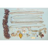 A quantity of silver and white metal pendants, bracelets and necklaces, some stone set, 190g