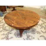 A William IV rosewood circular tilt-top dining table, the top on hexagonal tapered column and