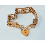 A 9ct gold gate-link bracelet, with padlock clasp, 9.5g.