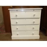 A white painted mahogany four-drawer rectangular bachelor's chest with brushing slide, 84cm wide,
