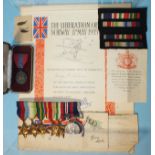 A group of eight medals awarded to K65285 G H Osborne S P O HMS Drake: 1939-45, Atlantic, Africa,