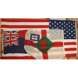 Flags: US Stars and Stripes, stitched, 288 x 109cm, Welsh dragon, 120 x 90cm, red ensign on short