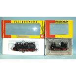 Fleischmann HO gauge, 4064 DB 2-6-2 tank locomotive, no.064 389-0, boxed, and 4099 DR 0-8-0 tank