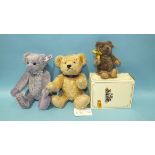 Steiff, a boxed miniature teddy bear, 17cm, a Year 2013 teddy bear and a Steiff for Danbury Mint '