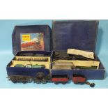 Hornby O Gauge, M1 Passenger Set with 501 0-4-0, (no tender) and two coaches and MO Passenger Set,