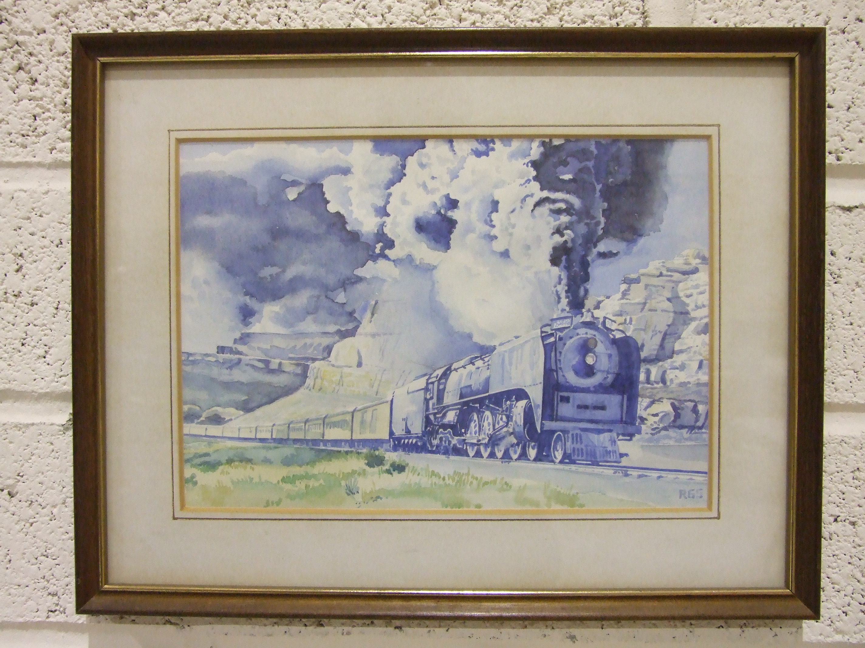 Roger Street, 'Union Pacific 4-8-4', a watercolour, signed with initials, 17 x 23cm and another, '