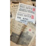 A quantity of mainly 1920's/30's newspapers, including The Times, Daily Sketch, Mirror, etc,