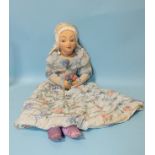 A Norah Wellings boudoir doll pyjama case with label to foot, 54cm.