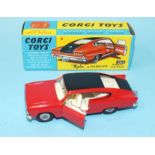 Corgi Toys, 263 Marlin Rambler Sports Fastback, red body, black roof, white interior, cast wheel