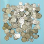 A collection of silver British coinage, mainly pre-1947, (approx £12 in value.)