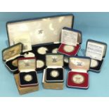 A Royal Mint cased set of seven HM Queen Elizabeth The Queen Mother 80th Birthday silver proof