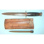 A Taylor Witness, Sheffield hunting knife with banded hilt, blade 17cm, 28.5cm overall, in sheath