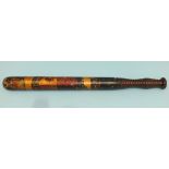 A Victorian painted hardwood truncheon decorated with royal cipher and dated 1850, 51cm.