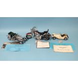 Franklin Mint: three unboxed models: Harley Davidson Heritage Softail Classic, (1:10), Rolls Royce