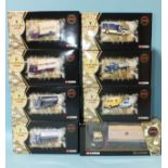 Corgi Guinness series: eight boxed diecast models: 08008, 21101, 22504, 22706, 23701, 26701, 52903