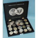 A collection of seven modern USA one-ounce of silver 'Buffalo'/Indian coins, six other one ounce