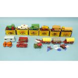 Six boxed Matchbox Moko Lesney model vehicles: No. 1 Aveling Barford, No. 14 Daimler Ambulance,