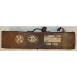 A 19th century leather shotgun case with Ellerman Lines luggage labels, 83cm long and a .410 wood