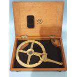 Stanley, London, a lacquered brass single-arm protractor, in fitted case.