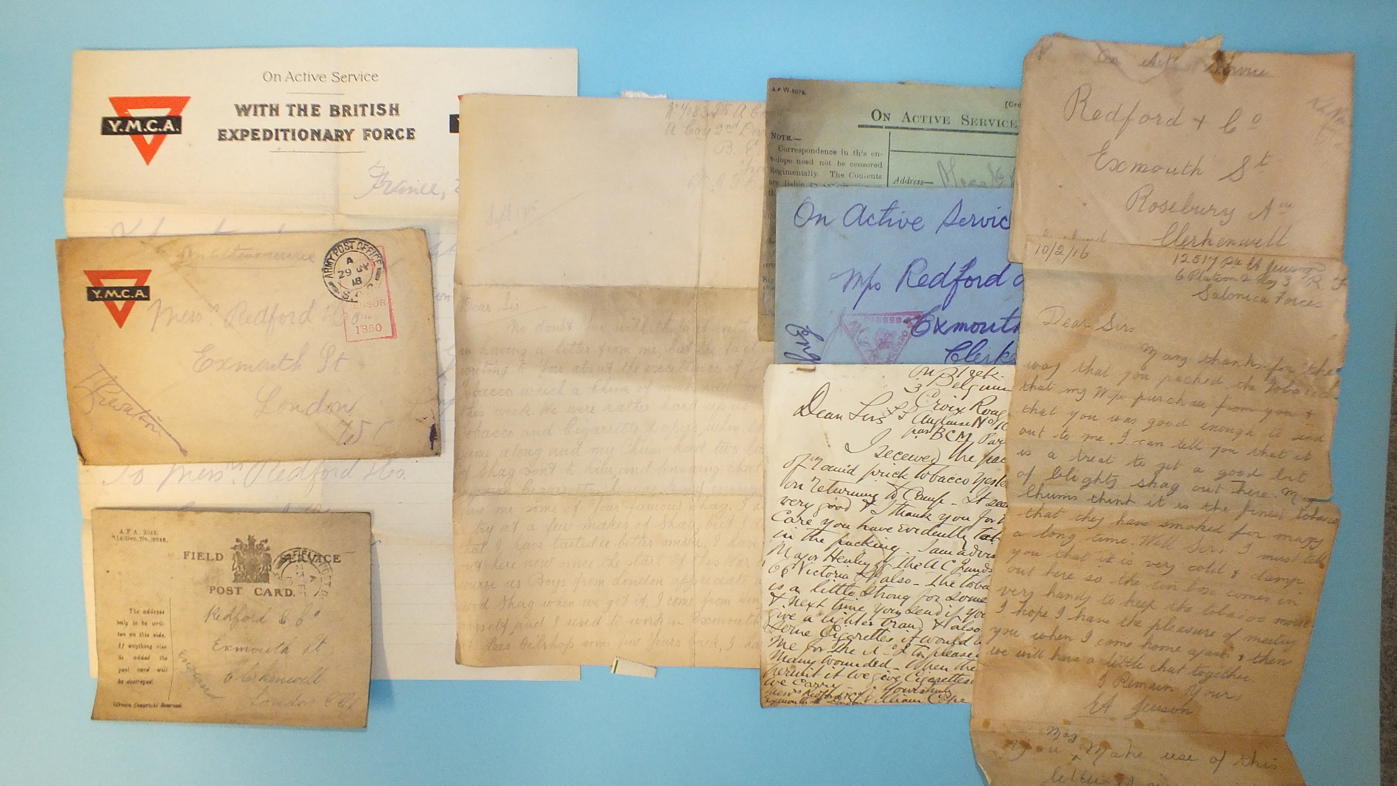 A collection of approximately ninety WW1 letters and cards from the front thanking Messrs