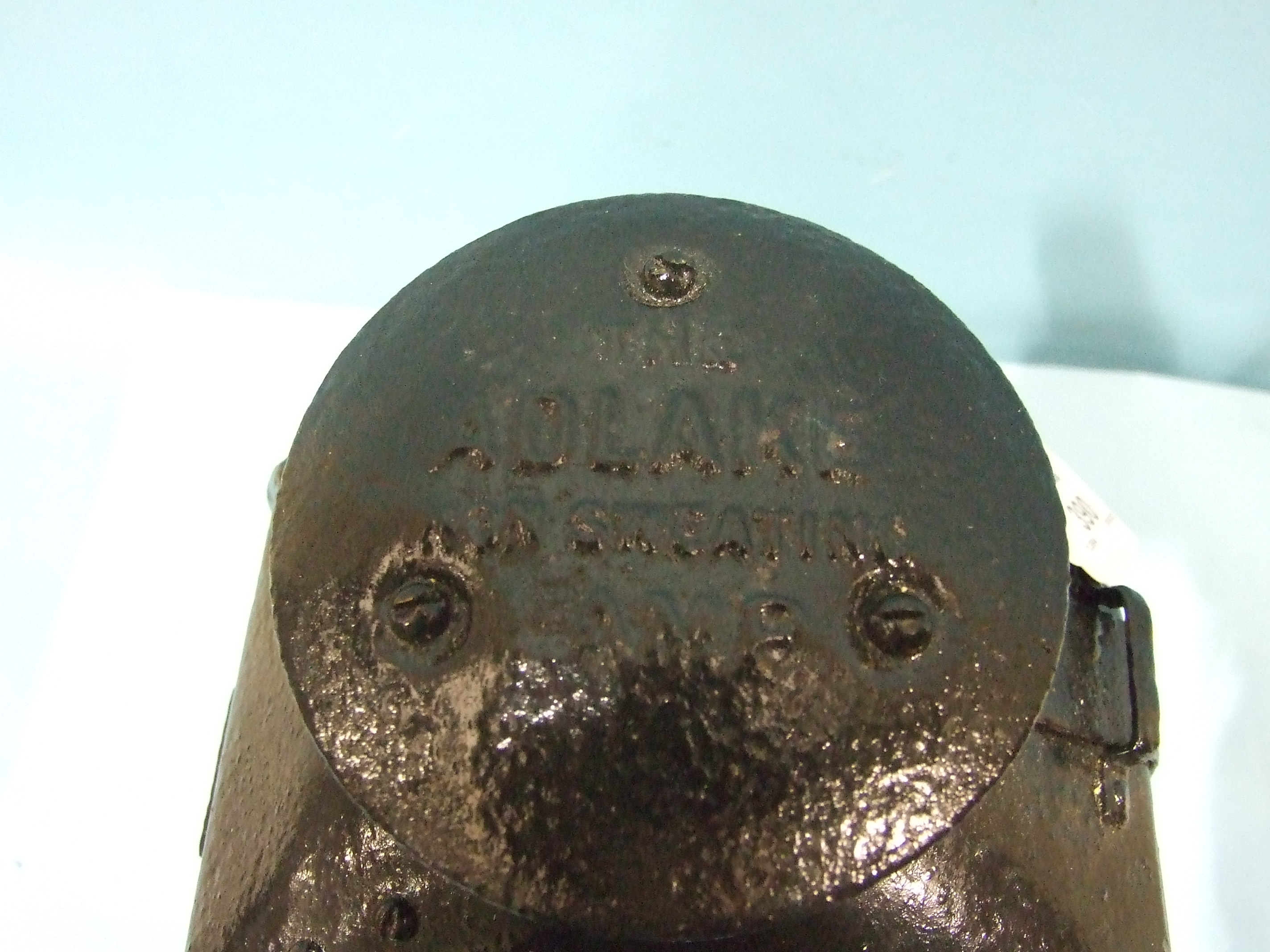 An LMS Adlake non-sweating railway bullseye metal lamp, 40cm high. - Image 3 of 3