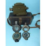 A Noblet & Forrest clinometer, Vickers 303 IN.MG Mk.2, in leather case stamped Hindmarch Bros Ltd,