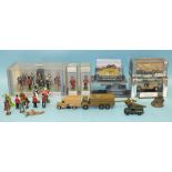 Britains, "The London Scene", twelve figures in three plastic boxes, other unboxed lead figures,
