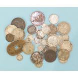 A Queen Victoria 1841 penny, a collection of pre-1947 silver coinage and later British and World