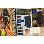 Scalextric, a 'Road Racing' set, boxed, two extra cars and accessories.
