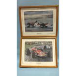 Motor Racing interest: a set of four framed Grand Prix and other motor racing prints after Michael