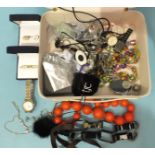 A quantity of modern costume jewellery and watches, including boxed Burberrys cufflinks and tie