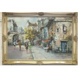 L Basset, 'Paris, Street Scene', signed oil on canvas, 59 x 89cm.