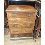 An Edwardian small dressing chest of five drawers, 67cm, the chest 67cm wide, 91cm high.