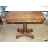 A Victorian mahogany fold-over card table, 91cm.