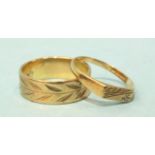 A 9ct gold wedding band, size N and a small 9ct gold signet ring, size L, 4.4g, (2).