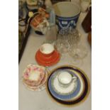 A Royal Doulton character jug 'Old Salt' D6551, a Wedgwood blue and white jasperware jardinière,