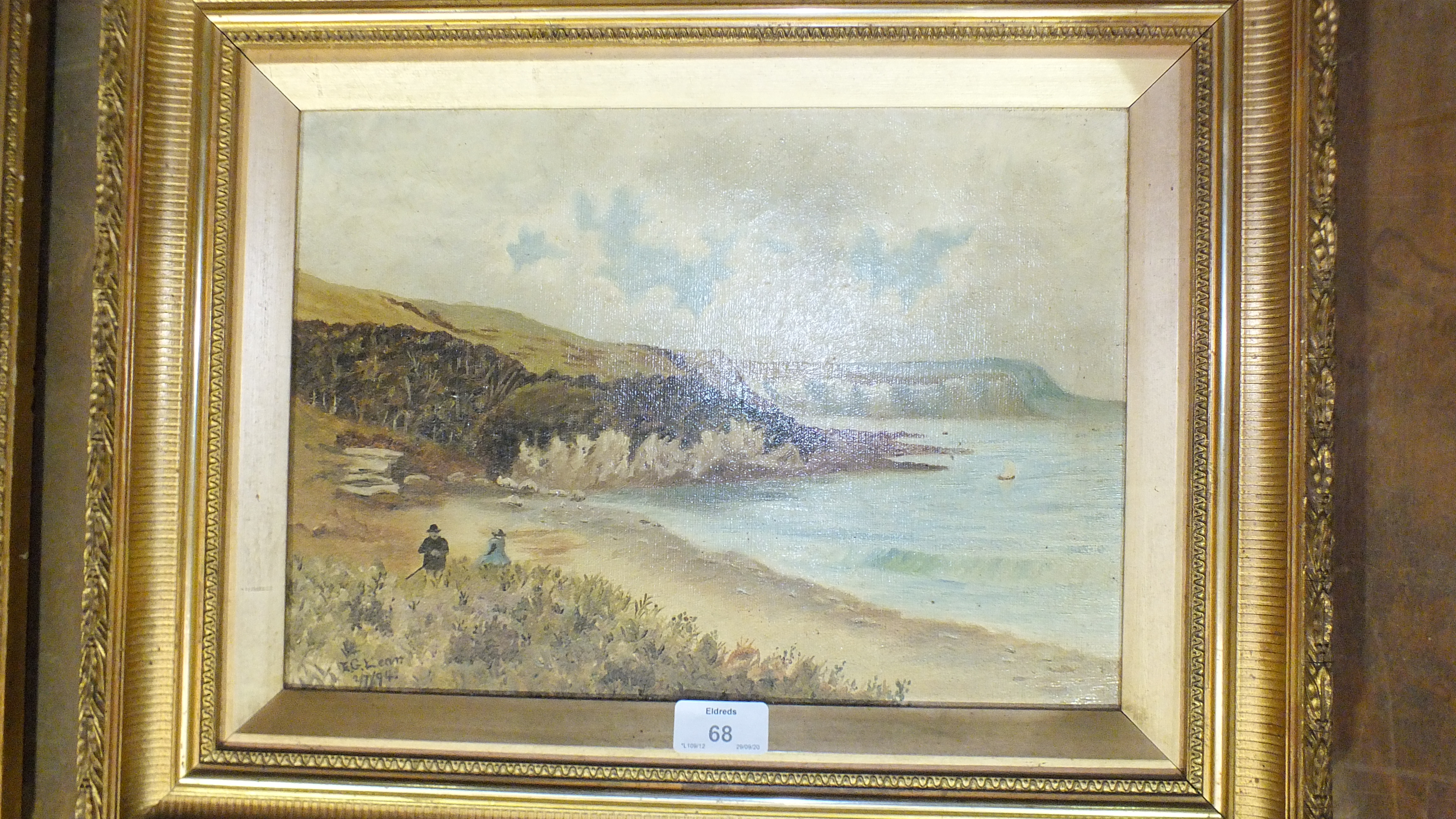 M Russell, 'Coastal scene with vessels', oil on canvas, signed and dated 1886, 26 x 42cm and a - Image 2 of 3