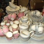 Forty-four pieces of Meakin blue and gilt decorated tea and dinner ware, twenty-nine pieces of