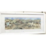 After Janice McGloine, 'Countryside Panoramic', a framed coloured print, 51 x 112cm and five smaller