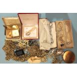 A Melissa musical compact, boxed, as new, other compacts and a quantity of costume jewellery.