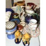 A Malling octagonal shape jug, various ceramic jugs and miscellaneous items.
