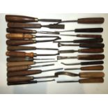 A collection of 19th century and later carving chisels, gouges and pairing tools, by Herring,