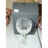 Eight Waterford crystal 'Tramore' hock glasses in two boxes and other glassware.