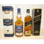 Glen Moray, 12yr old 70cl 40%, in tin box and Johnnie Walker Black Label 12yr old, 70cl 40% (