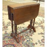 An Edwardian walnut small Sutherland table, with drop leaves, on turned legs, 62 x 50cm open.