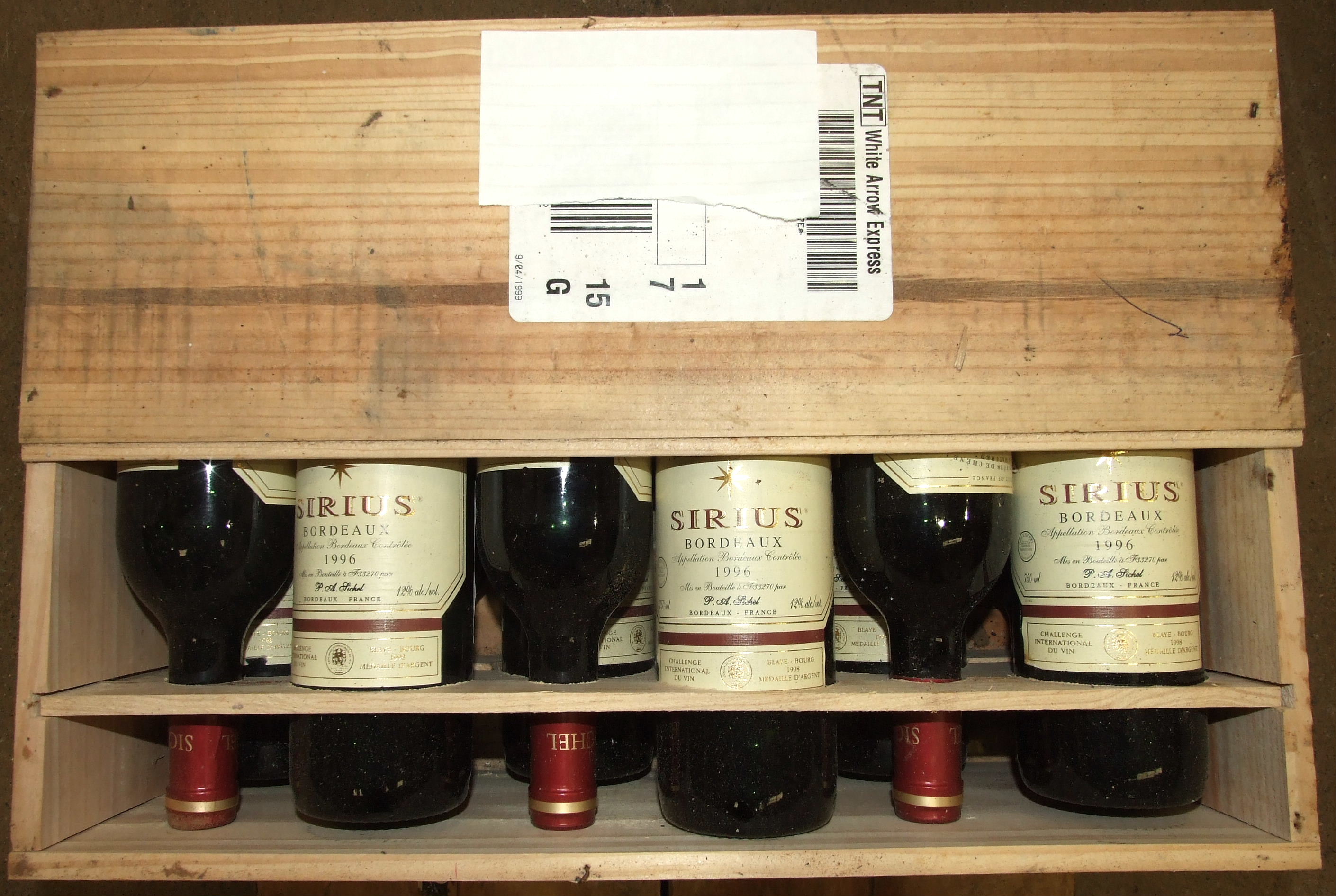 Sichel Sirius, Bordeaux 1996, owc (open, twelve bottles, (12).